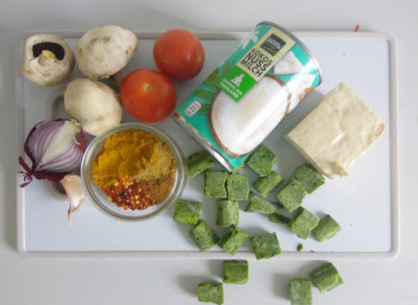 Zutaten Tofu Spinat Curry vegan Tofu Spinat Curry Low Carb